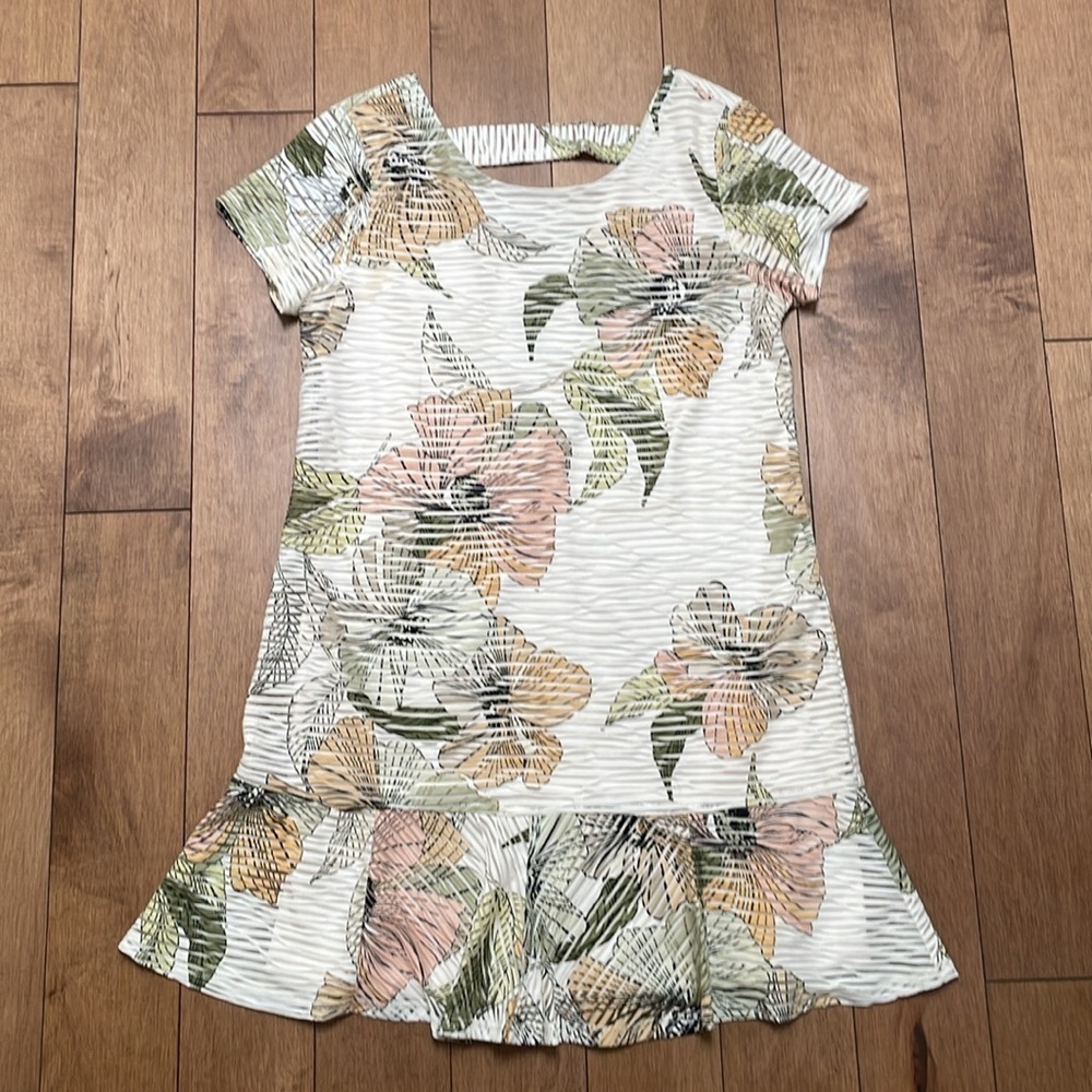 Nicole Miller Studio floral shift shirt mini dress US6 shortsleeve - Picture 6 of 12